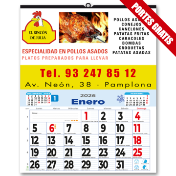 Calendario de Pared Mensual 43.5 cm