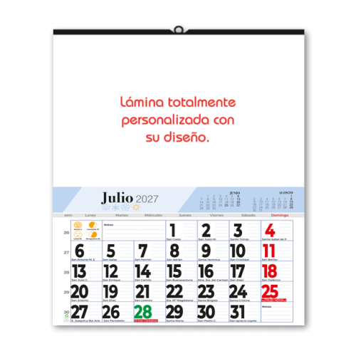 Calendario de Pared Mensual 43.5 cm