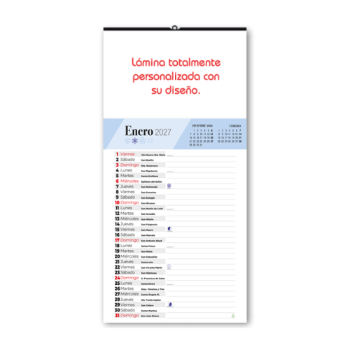 Calendarios de pared con faldilla lechera