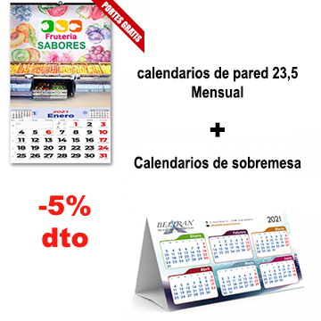 Calendarios de pared y sobremesa con descuento