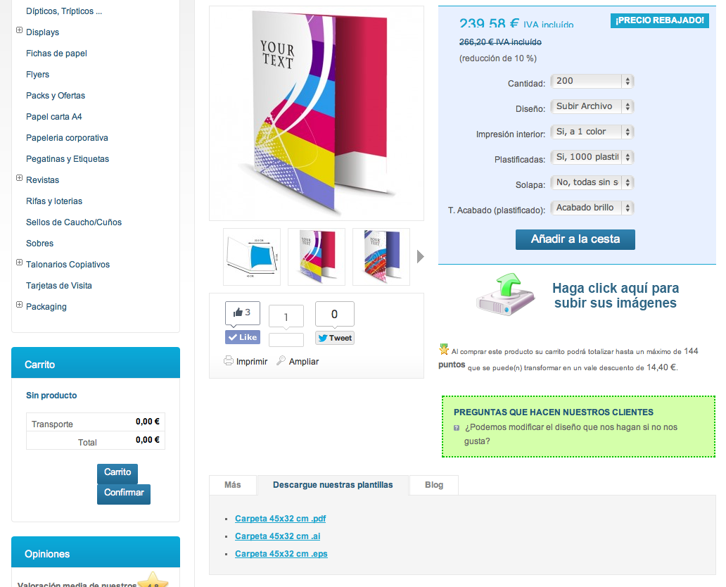 Mostramos las diferentes plantillas disponibles así como los diferentes tipos de archivo.