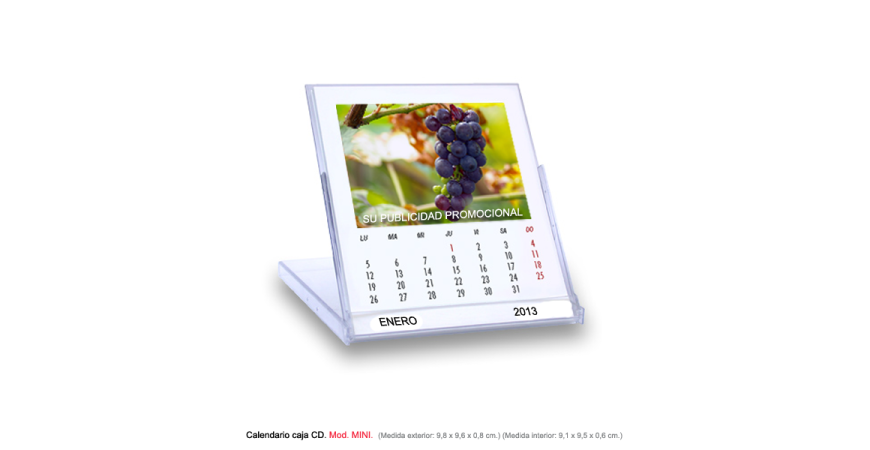 Calendario caja CD mini